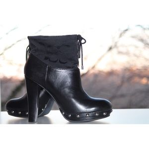 Coach Black Ediva Signature Lace Up Ankle Booties